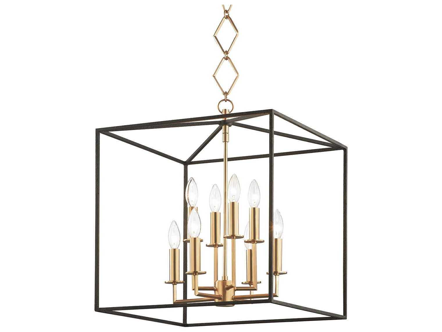 Hudson Valley Richie 8-Light Aged Brass Textured Black Candelabra Tiered Chandelier