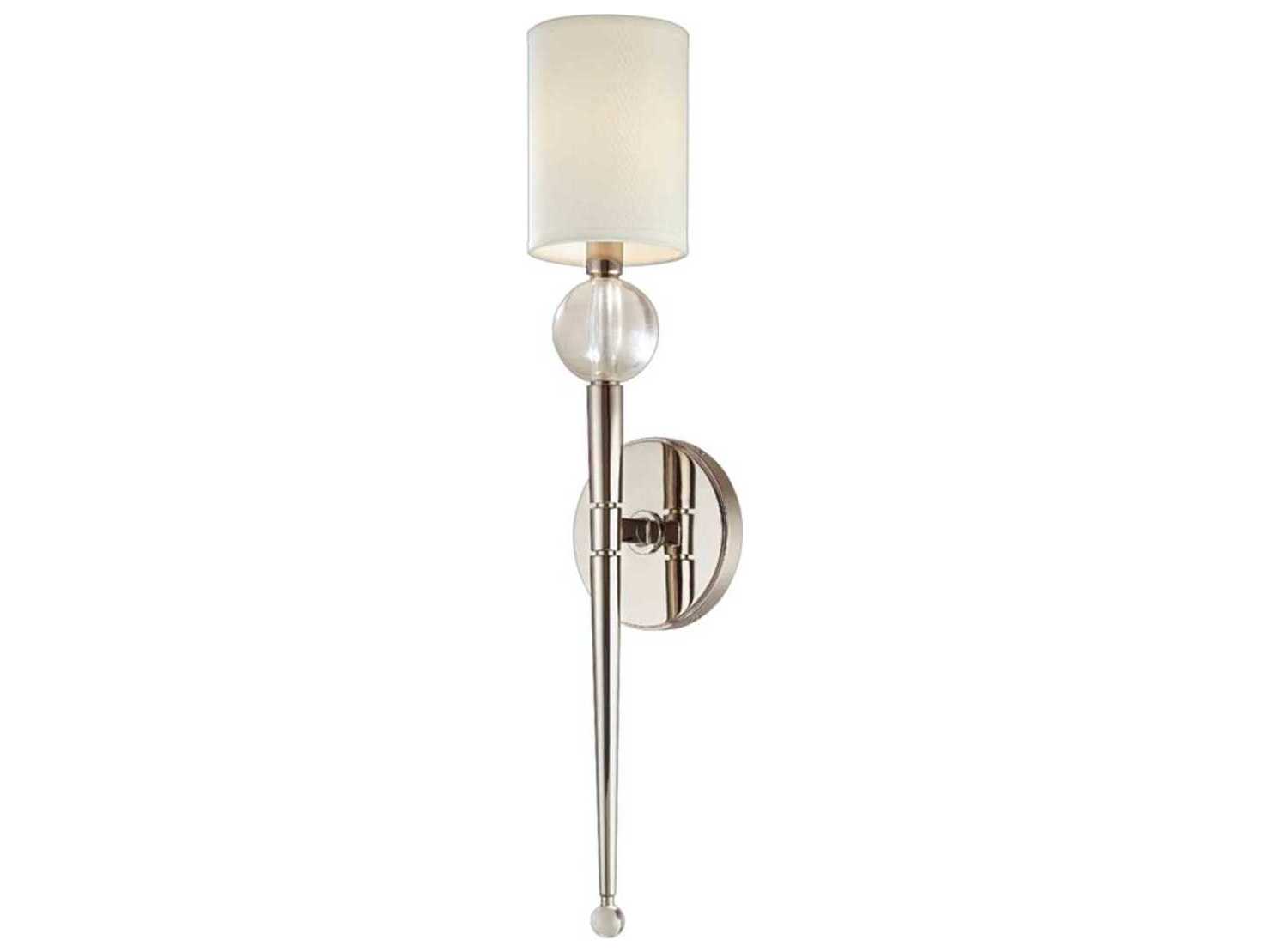 Hudson Valley Rockland 1-Light Polished Nickel Off White Crystal Glass Wall Sconce