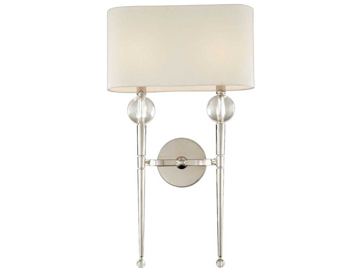 Hudson Valley Rockland 2-Light Polished Nickel Off White Crystal Glass Wall Sconce