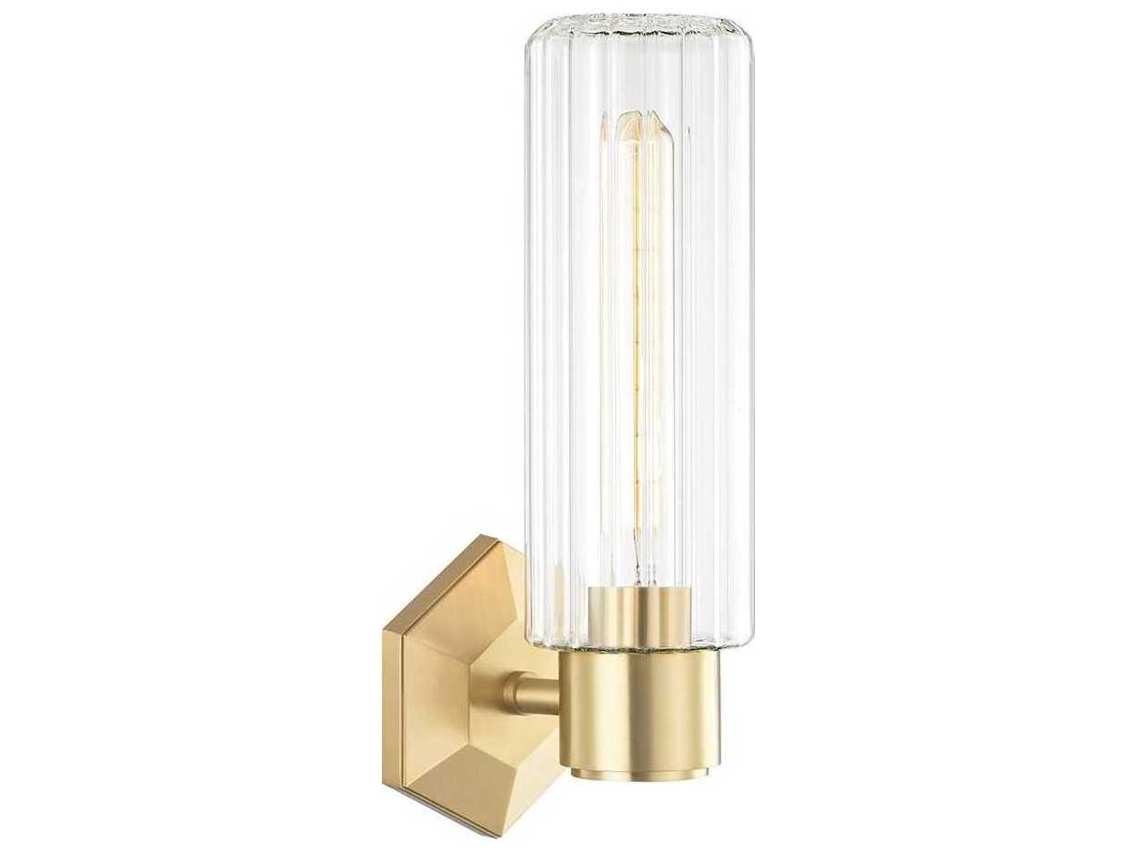 Hudson Valley Roebling 1-Light Aged Brass Glass Wall Sconce