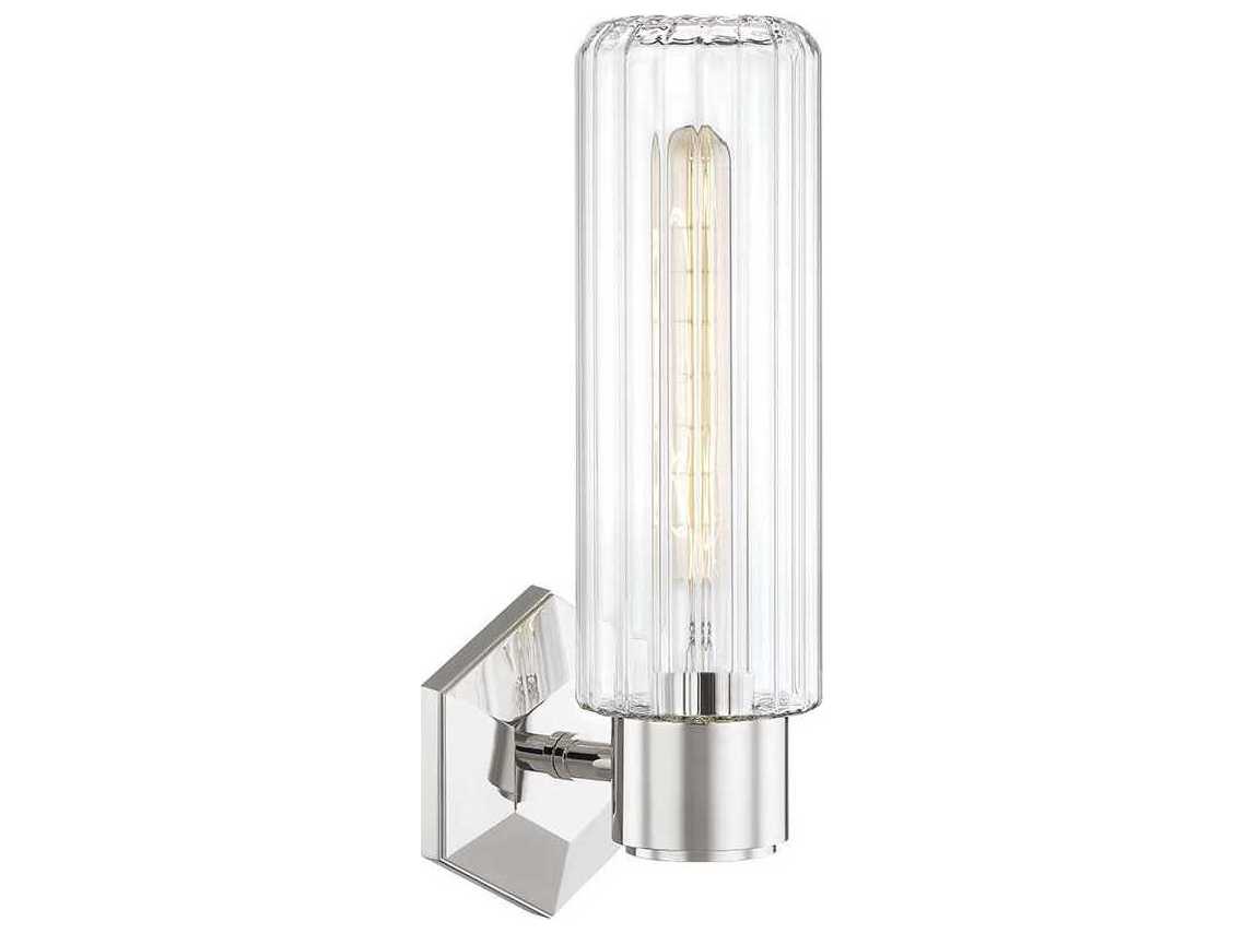 Hudson Valley Roebling 1-Light Polished Nickel Glass Wall Sconce