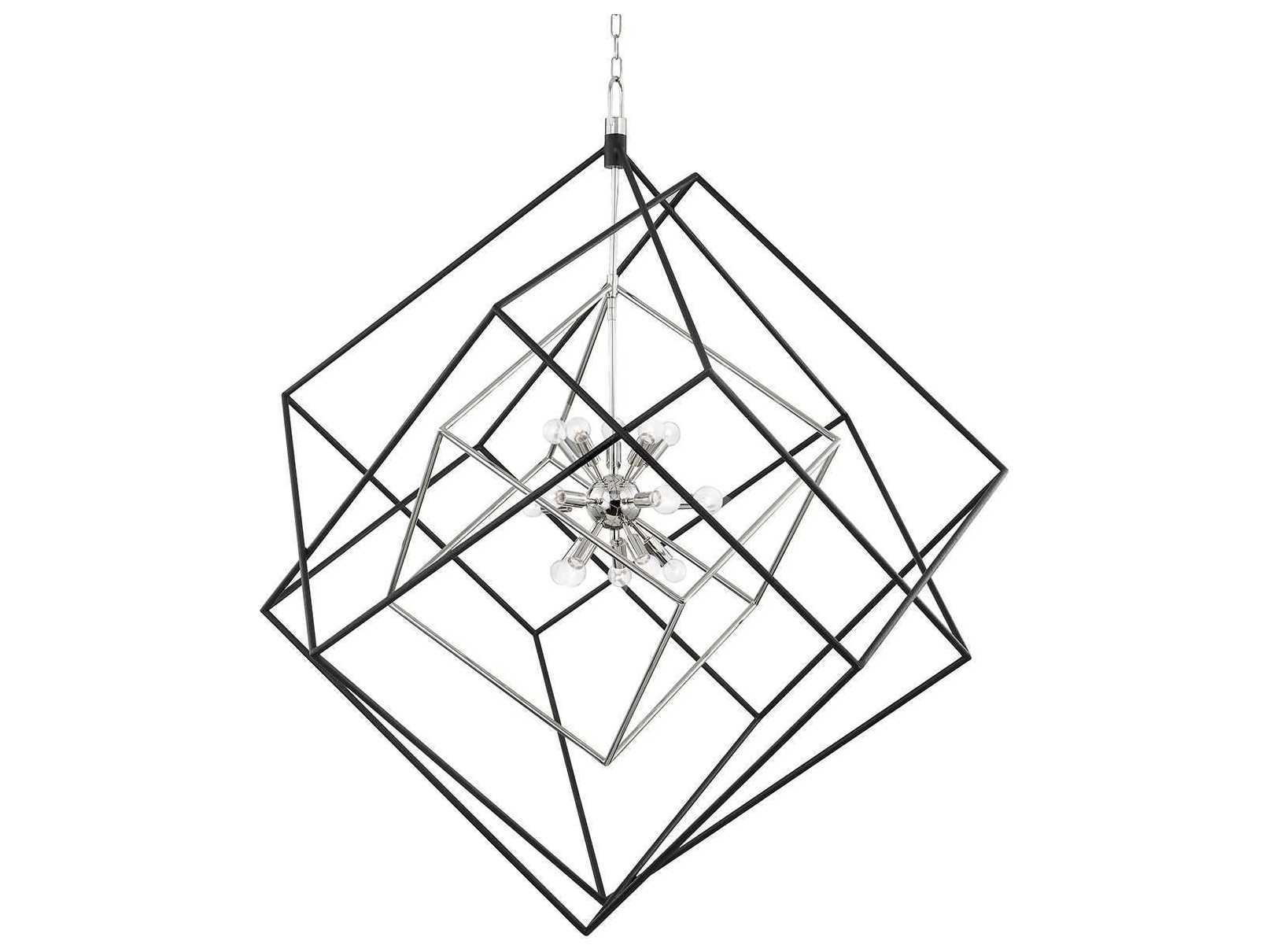 Hudson Valley Roundout 15-Light Polished Nickel Black Pendant