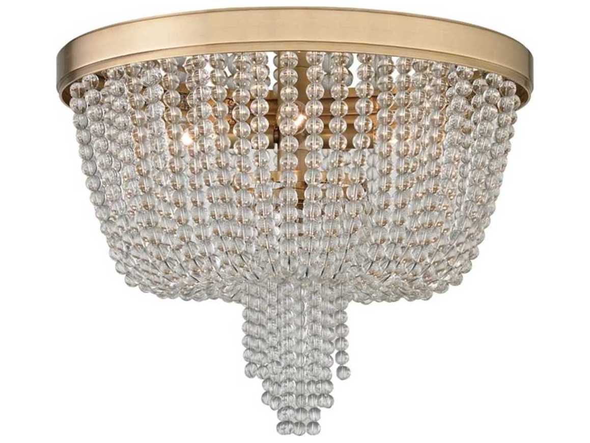 Hudson Valley Royalton 4-Light Aged Brass Clear Crystal Empire Flush Mount