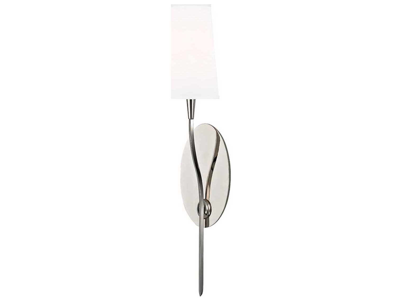Hudson Valley Rutland 1-Light Polished Nickel White Wall Sconce