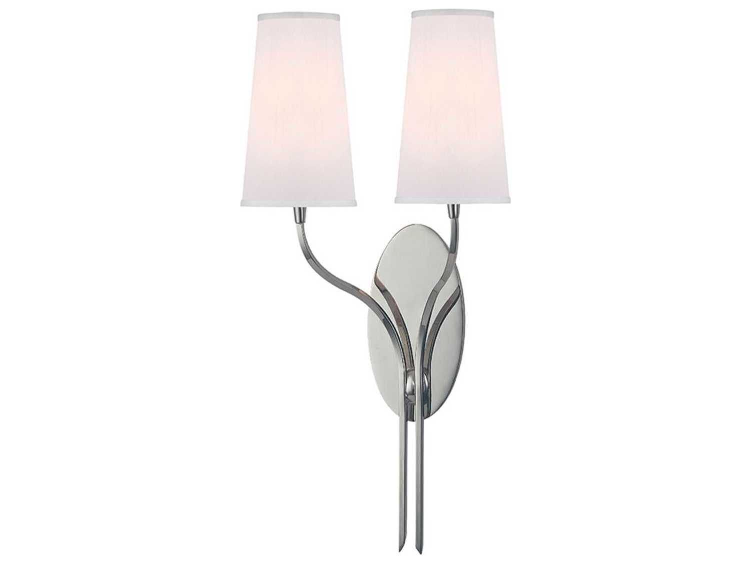 Hudson Valley Rutland 2-Light Polished Nickel White Wall Sconce