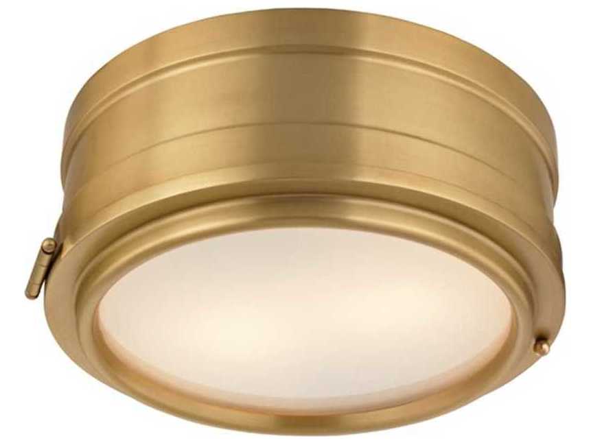 Hudson Valley Rye 2-Light Aged Brass White Glass Drum Flush Mount