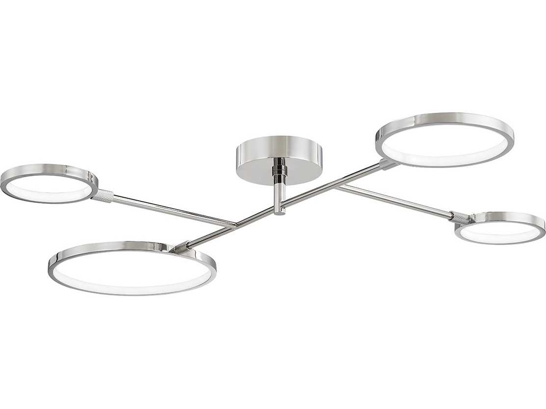 Hudson Valley Saturn 4-Light Polished Nickel Glass LED Round Semi Flush Mount