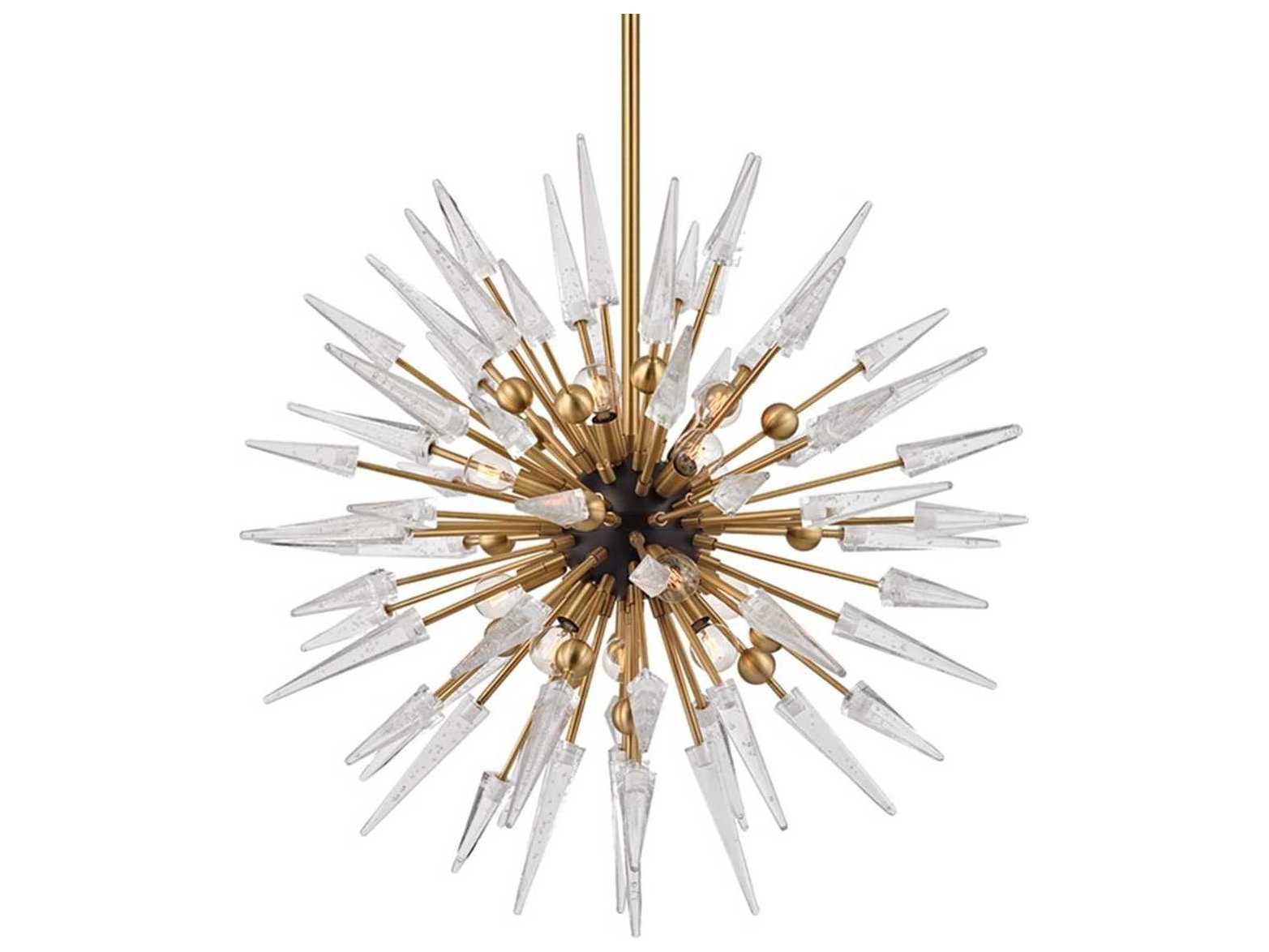 Hudson Valley Sparta 12-Light Aged Brass Clear Pendant