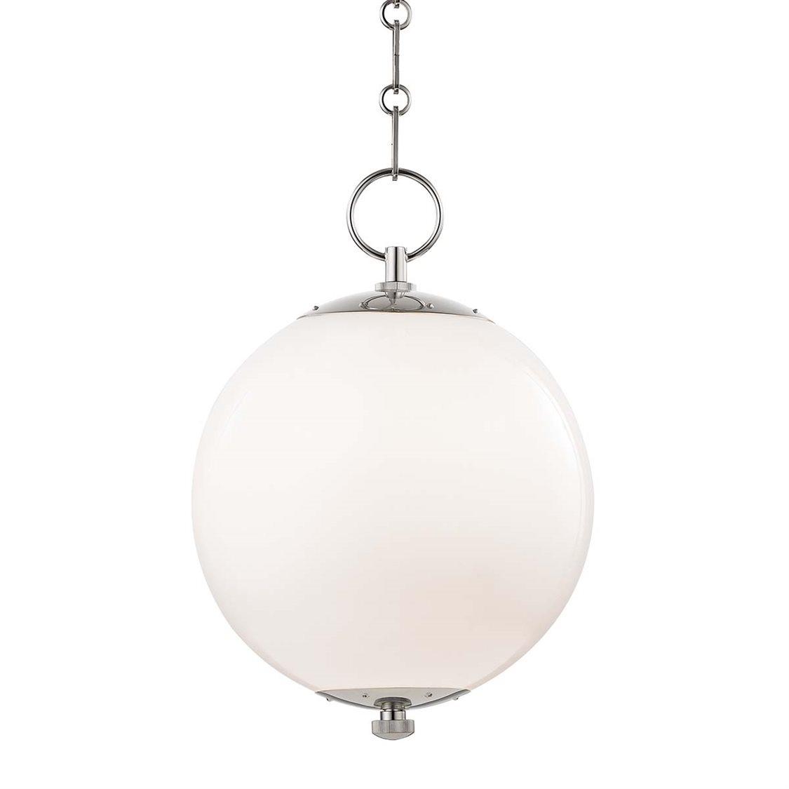 Hudson Valley Sphere 1-Light Polished Nickel White Glass Globe Mini Pendant