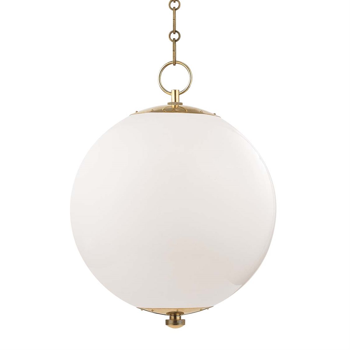 Hudson Valley Sphere 1-Light Aged Brass White Glass Globe Pendant