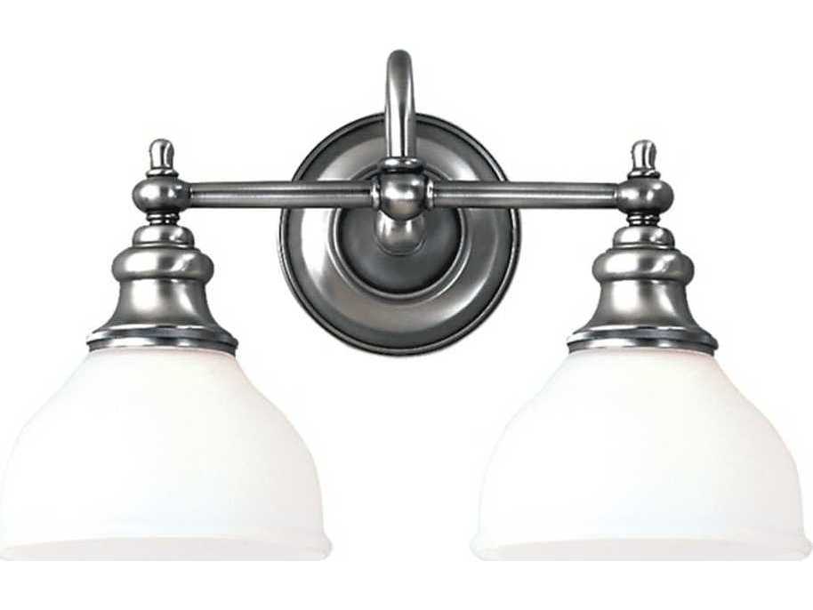 Hudson Valley Sutton 2-Light Polished Nickel Off White Glass Vanity Light