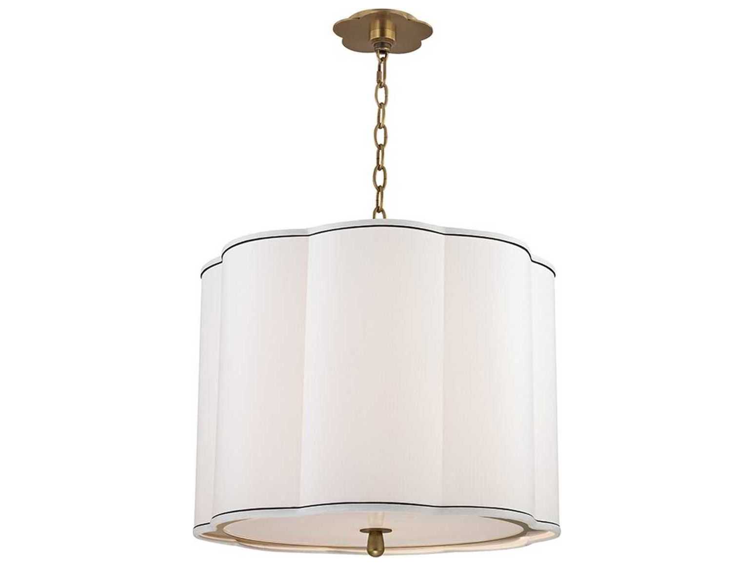 Hudson Valley Sweeny 4-Light Aged Brass White Pendant