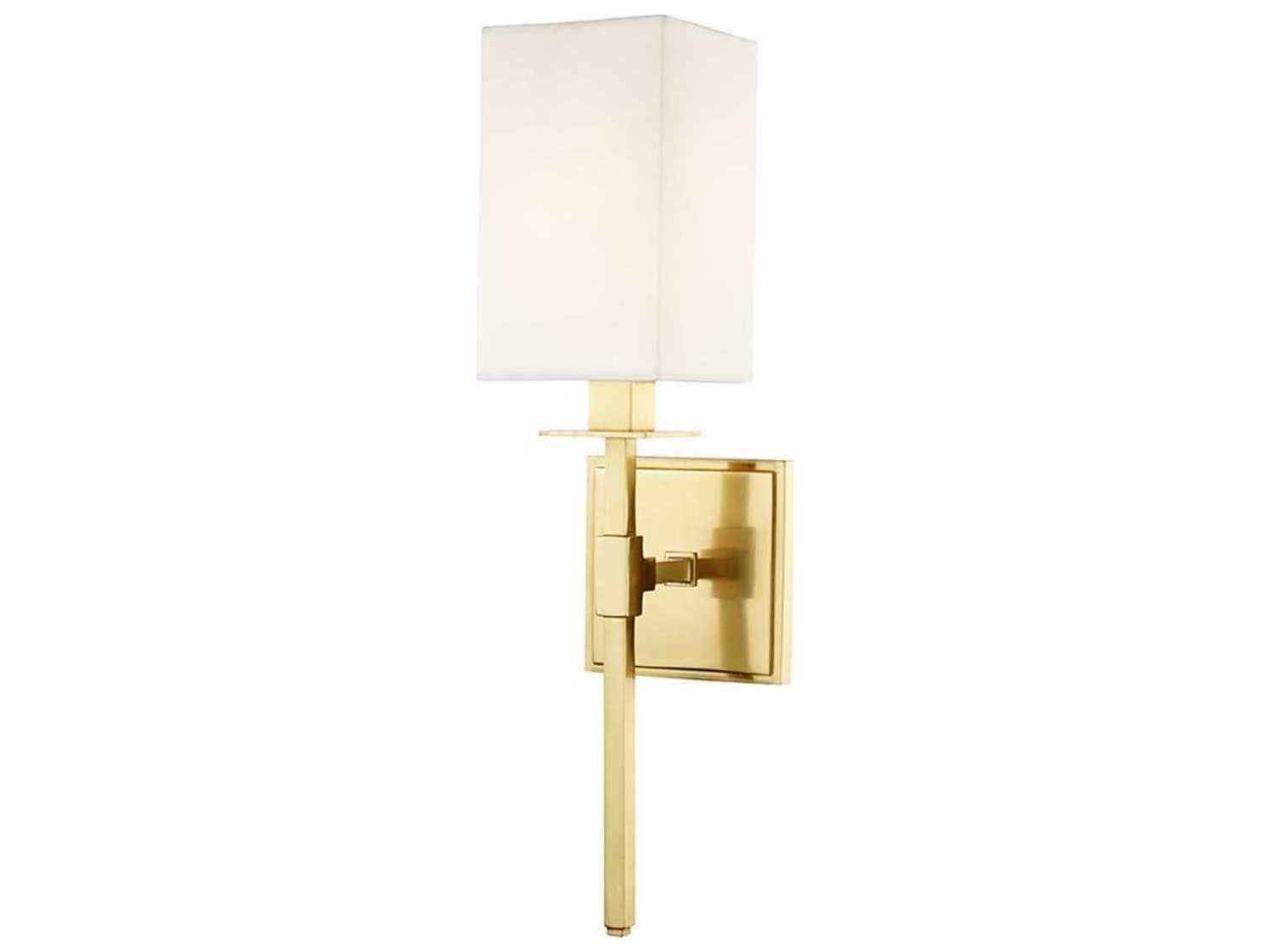 Hudson Valley Taunton 1-Light Aged Brass Off White Wall Sconce