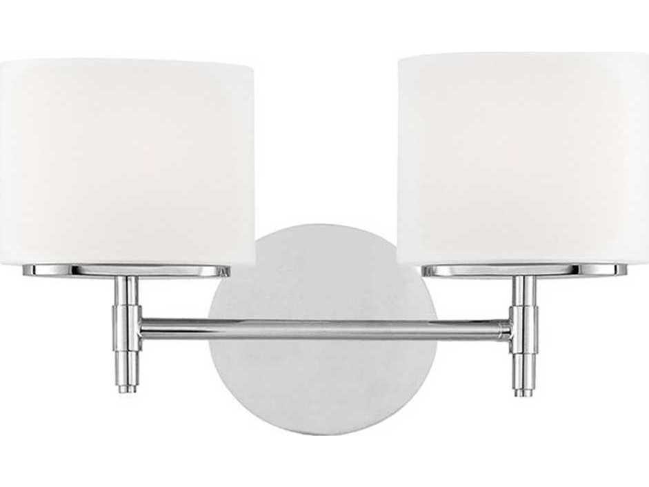 Hudson Valley Trinity 2-Light Polished Chrome Off White Glass Vanity Light