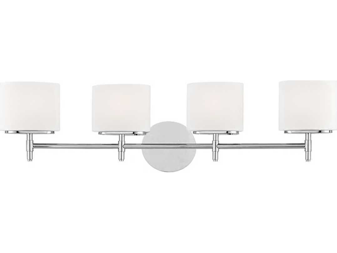 Hudson Valley Trinity 4-Light Polished Chrome Off White Glass Vanity Light
