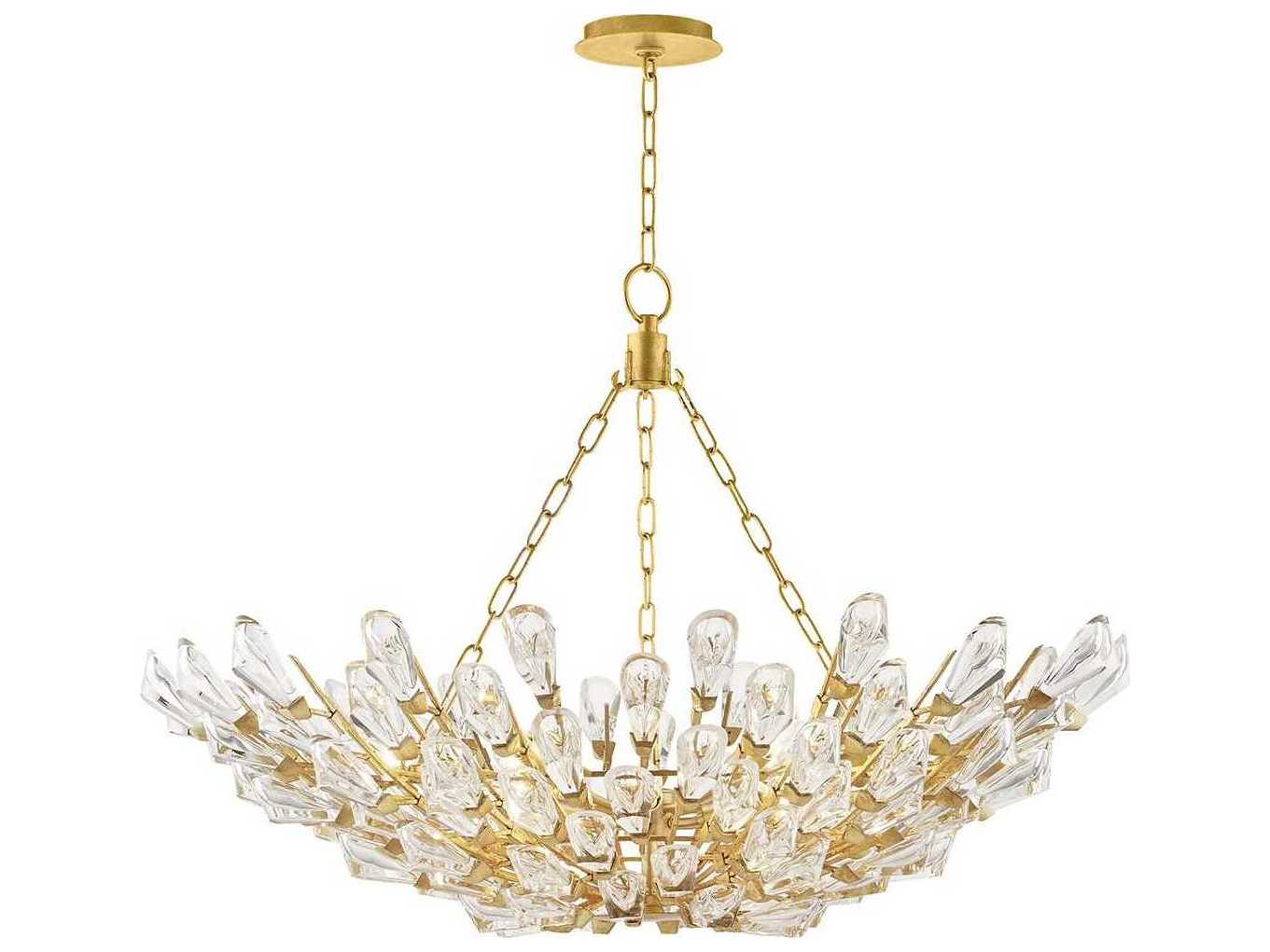 Hudson Valley Tulip 9-Light Gold Leaf Crystal Pendant