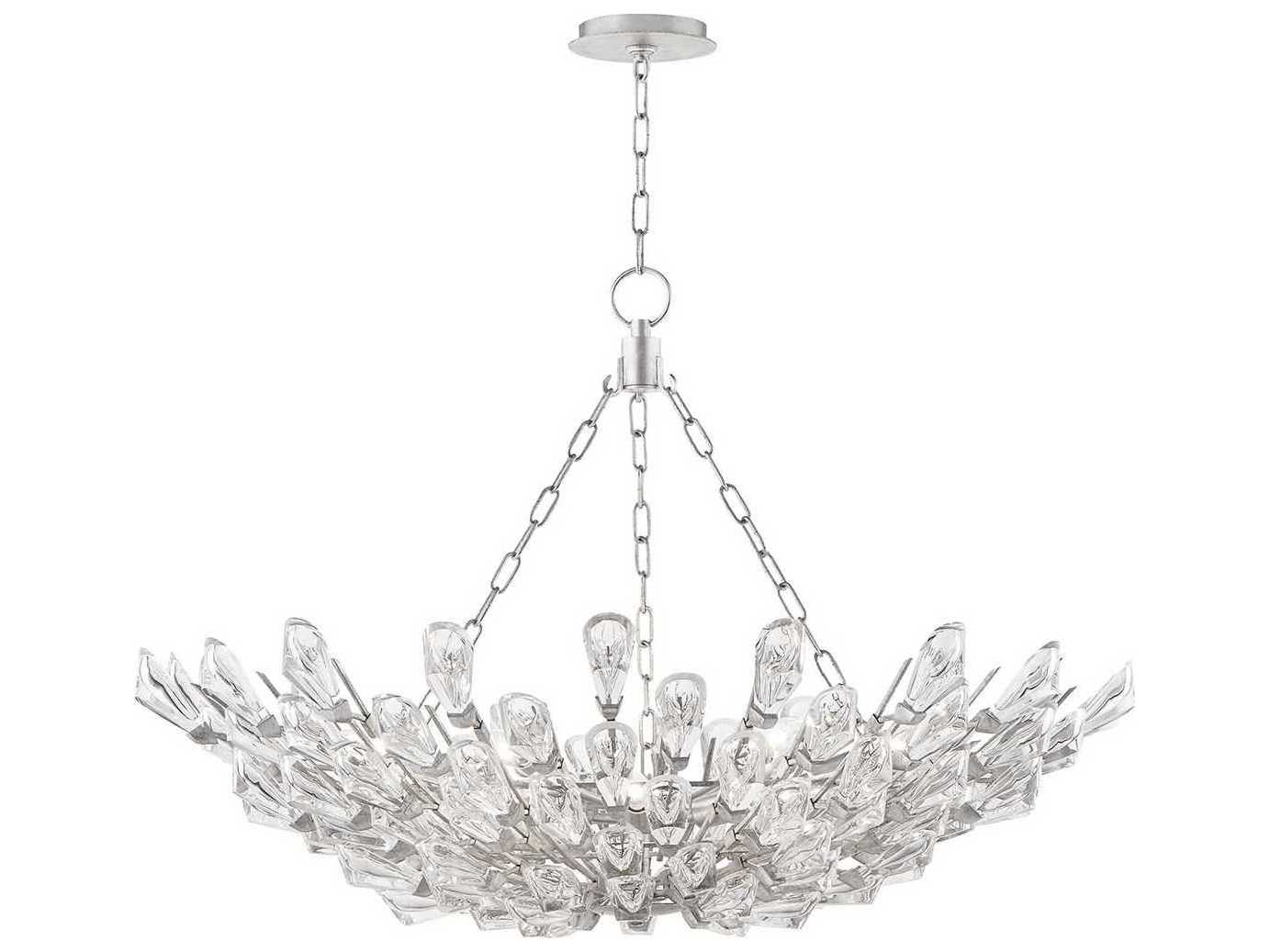 Hudson Valley Tulip 9-Light Silver Crystal Pendant