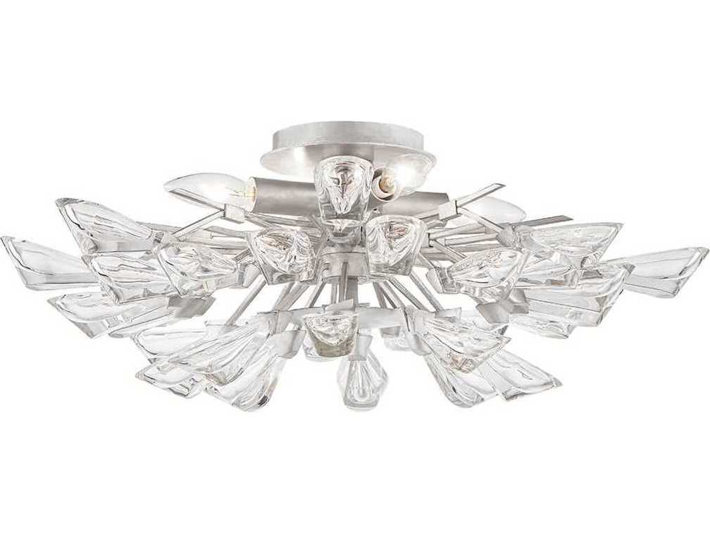Hudson Valley Tulip 4-Light Silver Nickel Crystal Semi Flush Mount