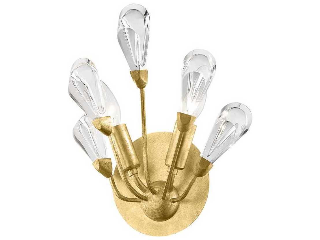 Hudson Valley Tulip 2-Light Gold Leaf Crystal Wall Sconce