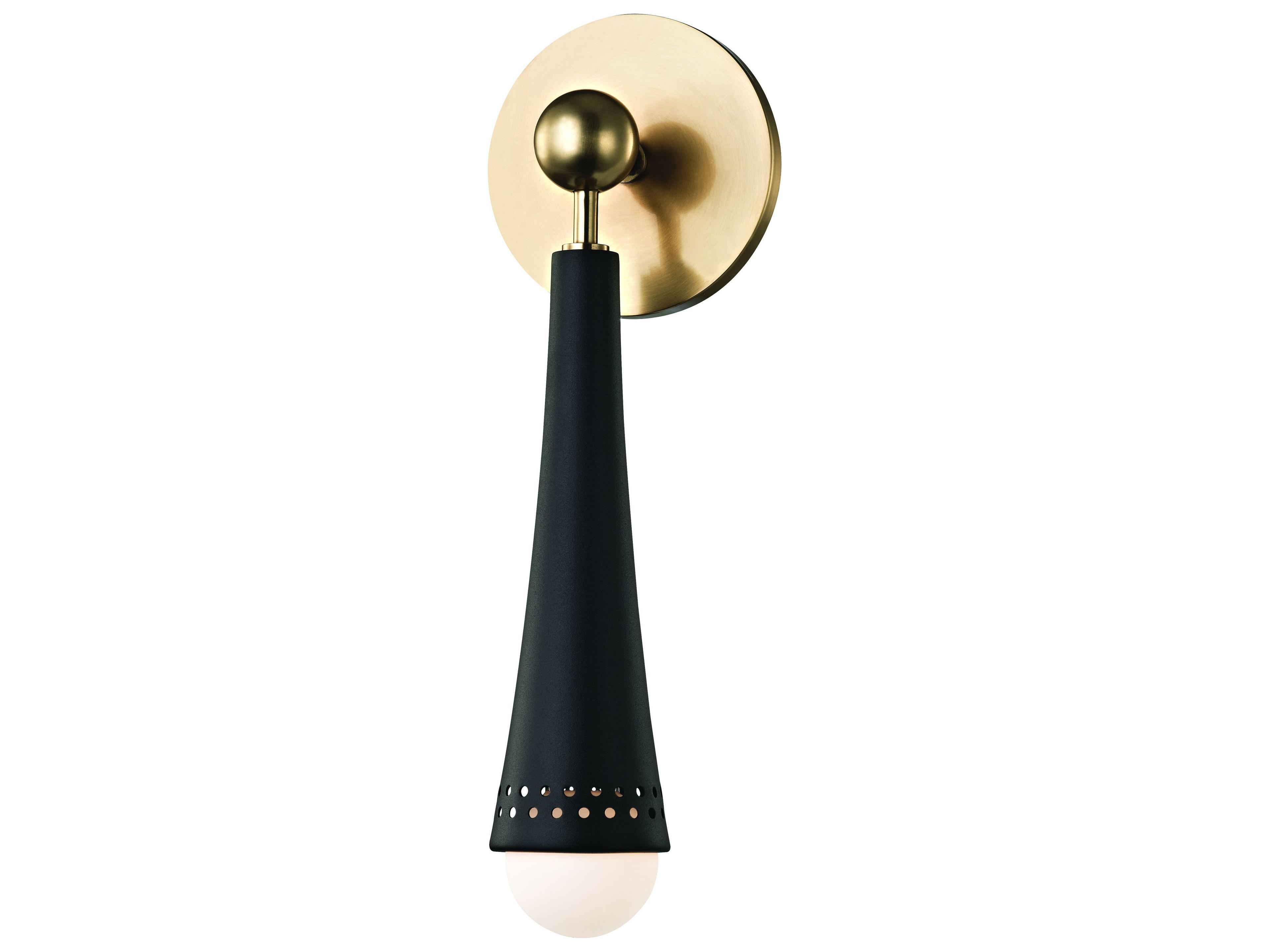 Hudson Valley Tupelo 1-Light Aged Brass Black White Glass LED Wall Sconce