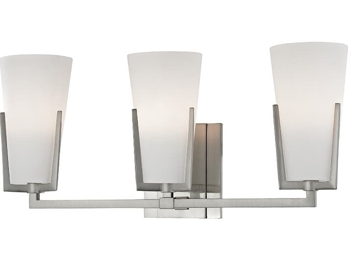 Hudson Valley Upton 3-Light Satin Nickel Off White Glass Vanity Light