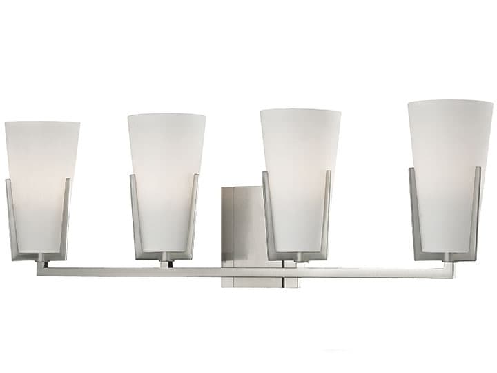 Hudson Valley Upton 4-Light Satin Nickel Off White Glass Vanity Light
