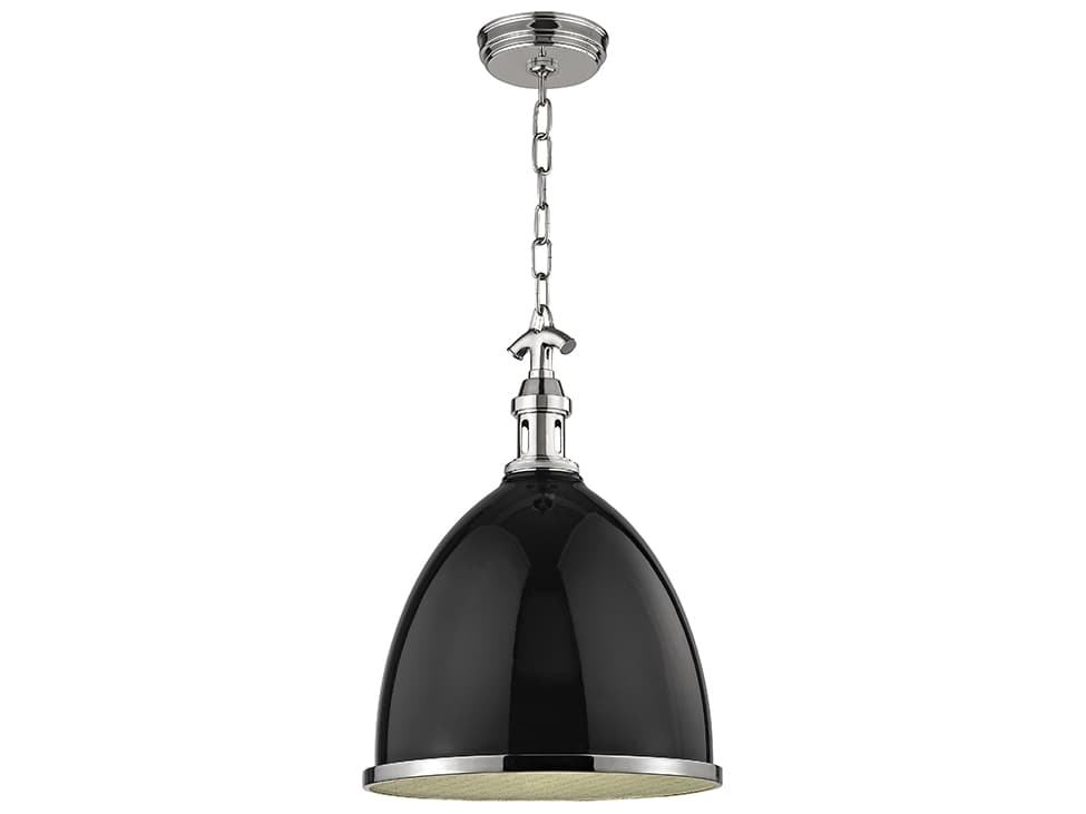 Hudson Valley Viceroy 1-Light Black Polished Nickel Clear Glass Bell Pendant
