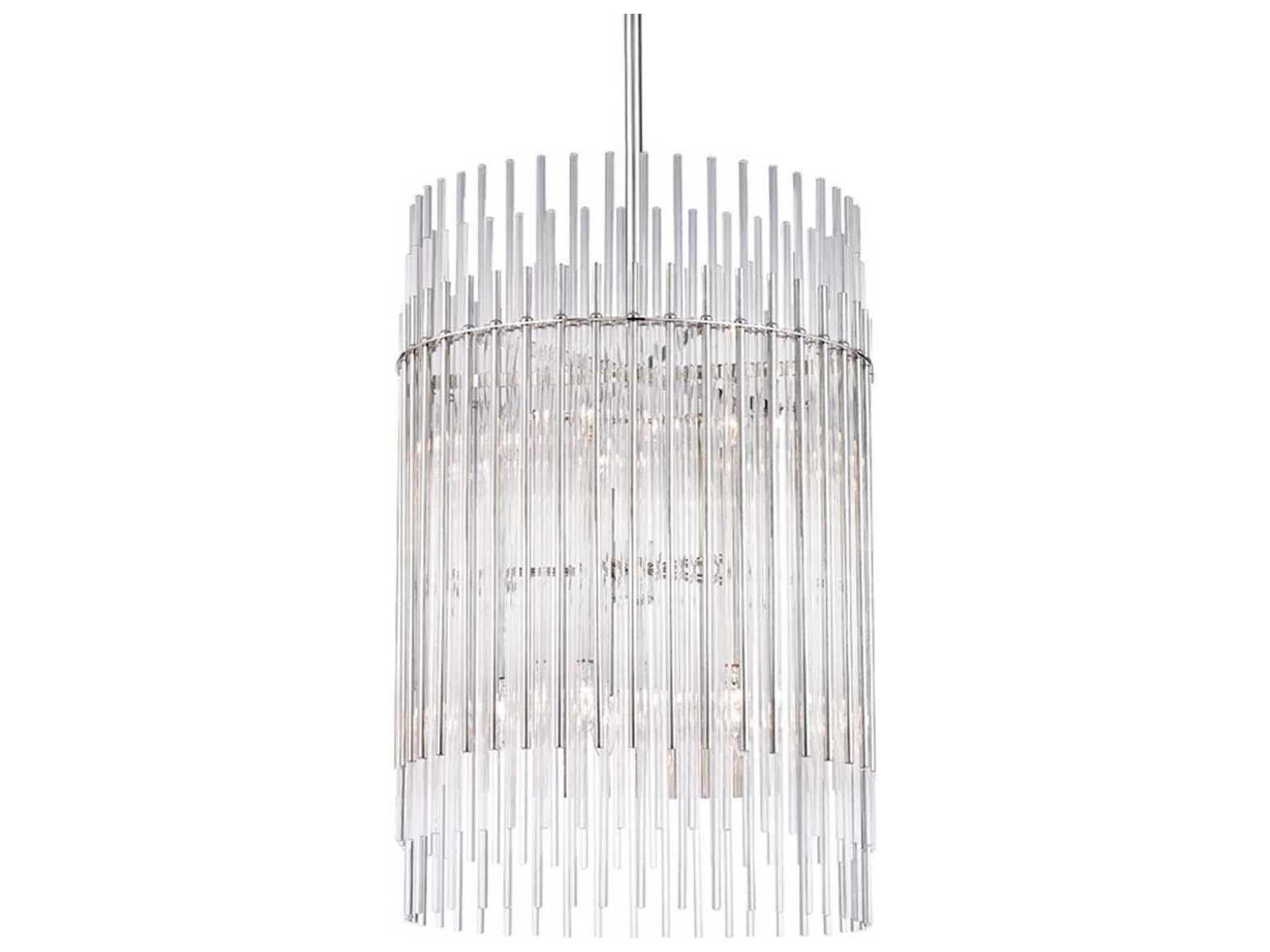 Hudson Valley Wallis 10-Light Polished Nickel Clear Glass Pendant