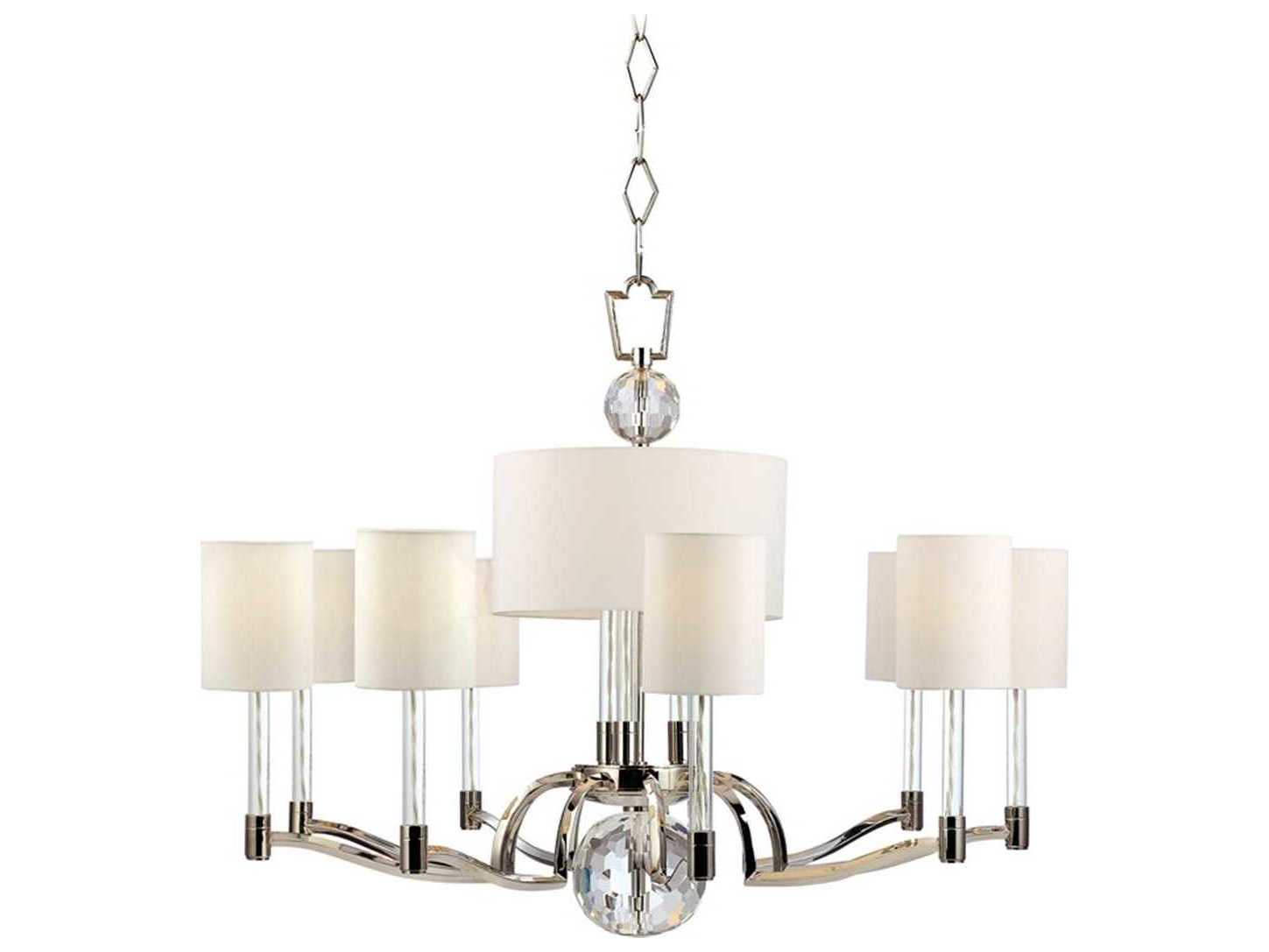 Hudson Valley Waterloo 12-Light Polished Nickel Off White Crystal Candelabra Chandelier