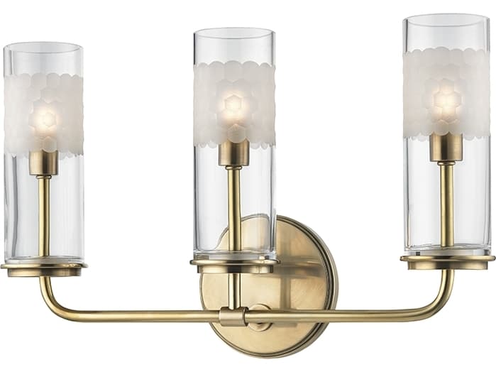Hudson Valley Wentworth 3-Light Aged Brass Clear Glass Vanity Light