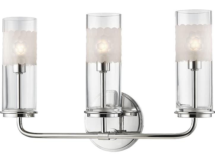 Hudson Valley Wentworth 3-Light Polished Nickel Clear Glass Vanity Light
