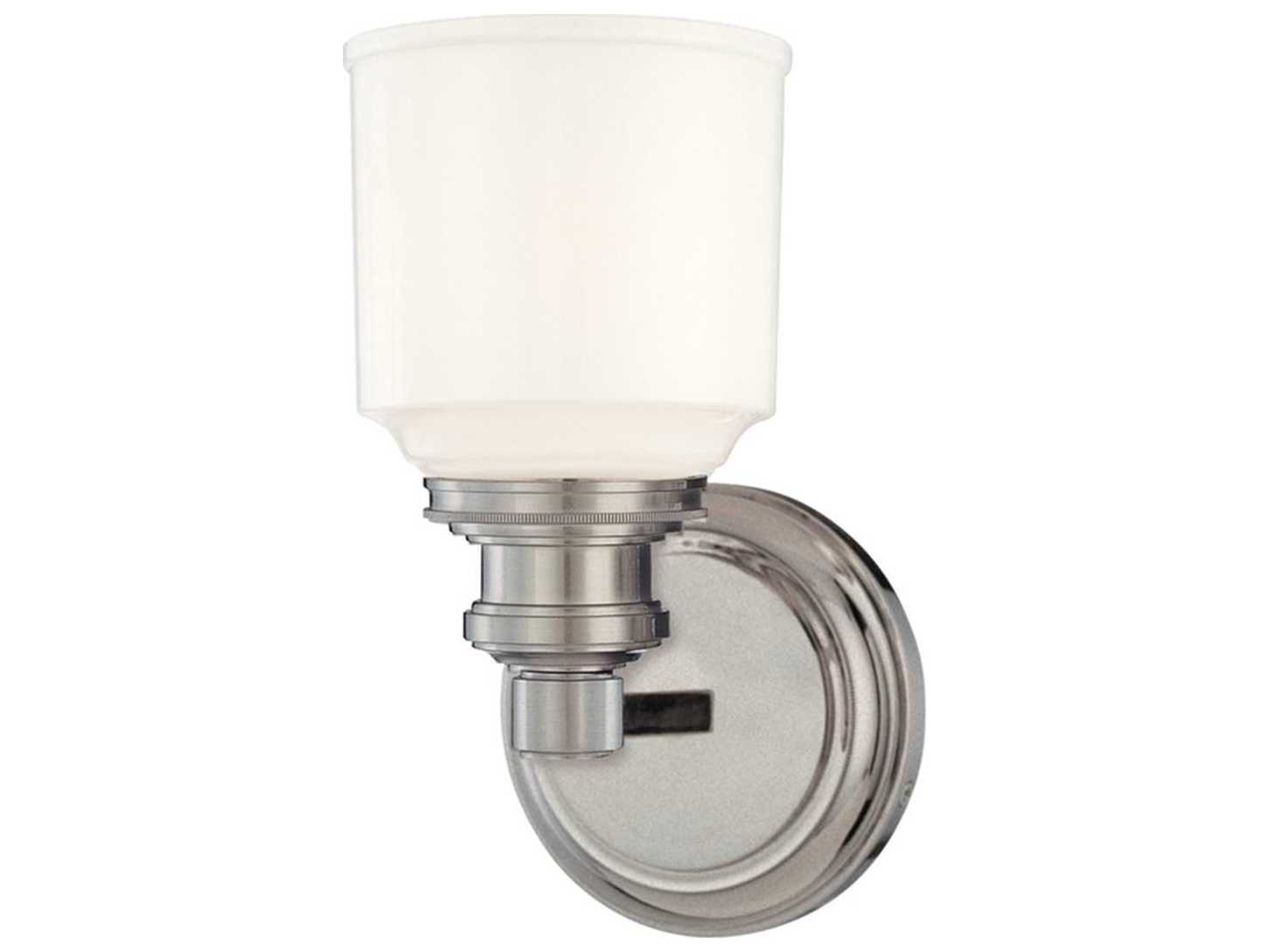 Hudson Valley Windham 1-Light Satin Nickel Off White Glass Wall Sconce