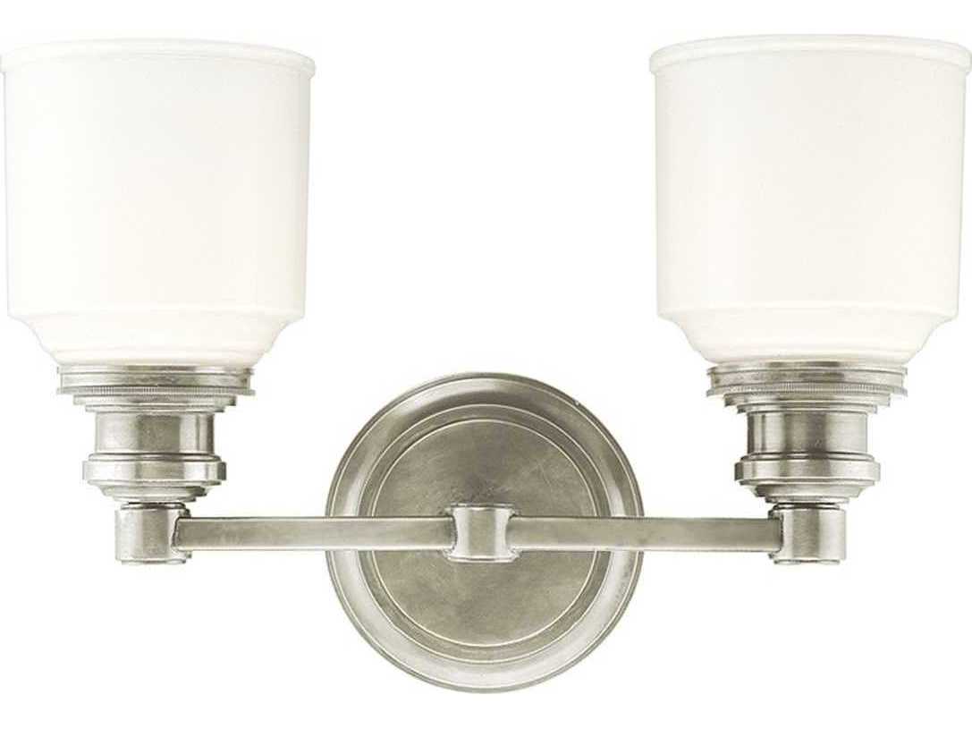 Hudson Valley Windham 2-Light Satin Nickel Off White Glass Vanity Light