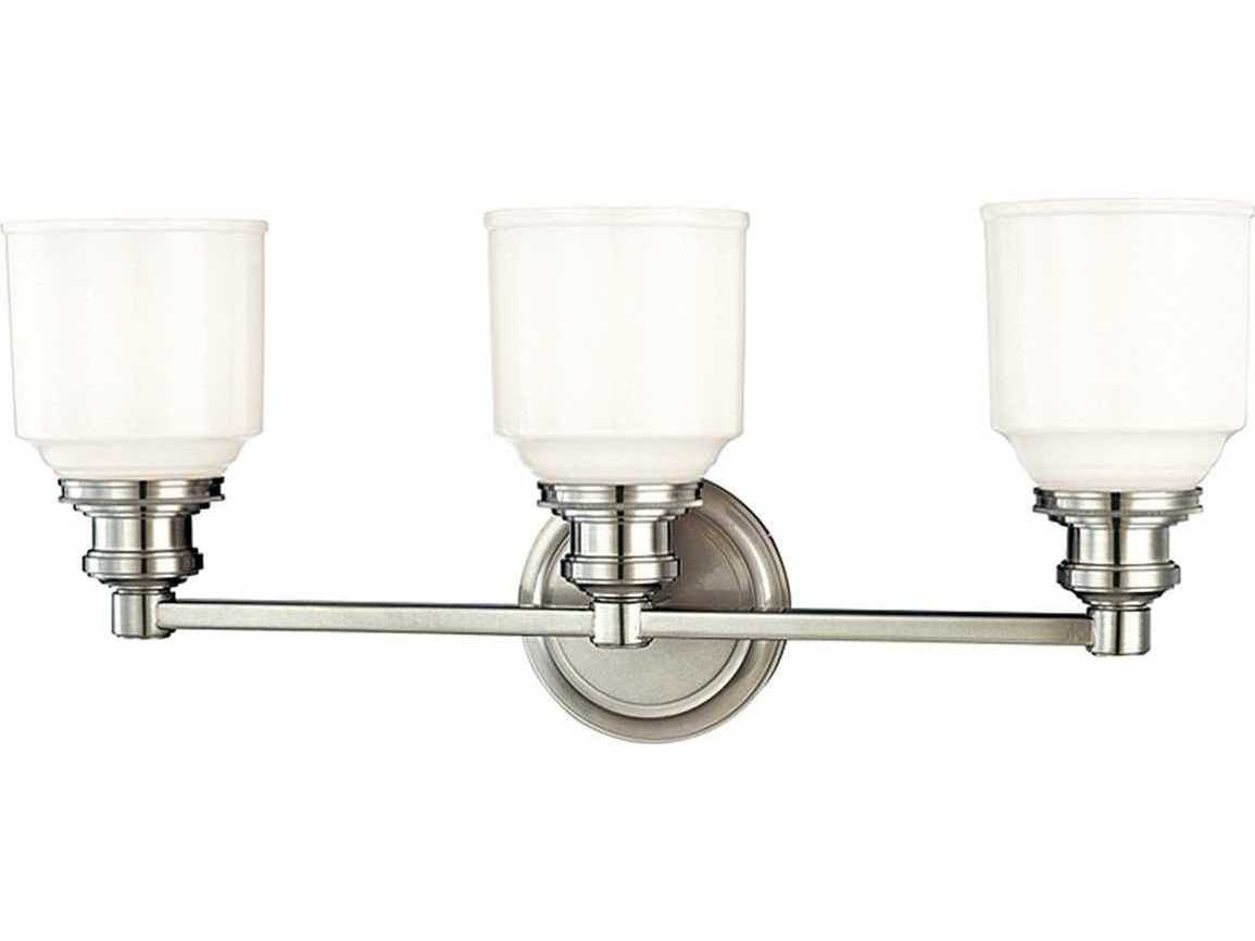 Hudson Valley Windham 3-Light Polished Nickel Off White Glass Vanity Light