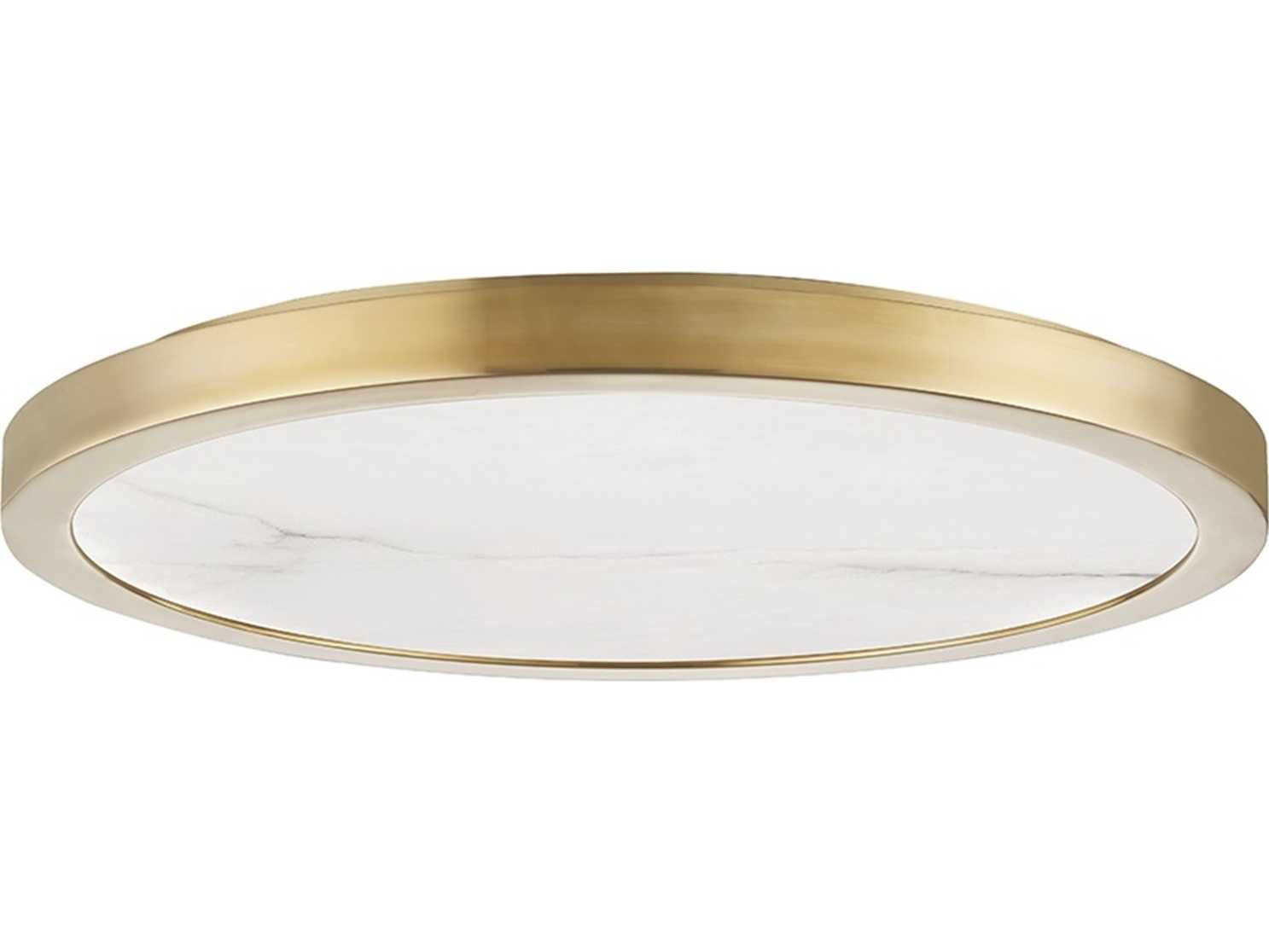 Hudson Valley Woodhaven 1-Light Aged Brass LED Round Flush Mount