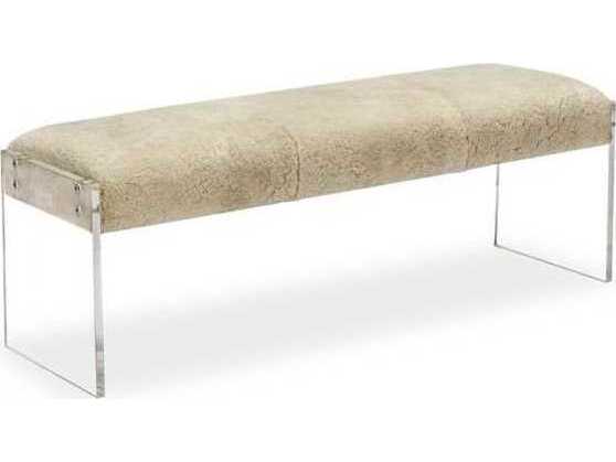 Interlude Home Aiden Natural Cream Clear Leather Accent Bench