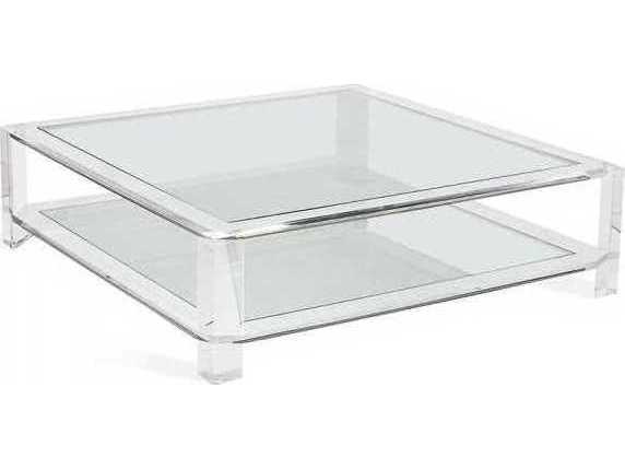 Interlude Home Square Clear Glass Coffee Table