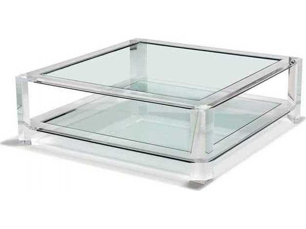 Interlude Home Square Clear Glass Coffee Table