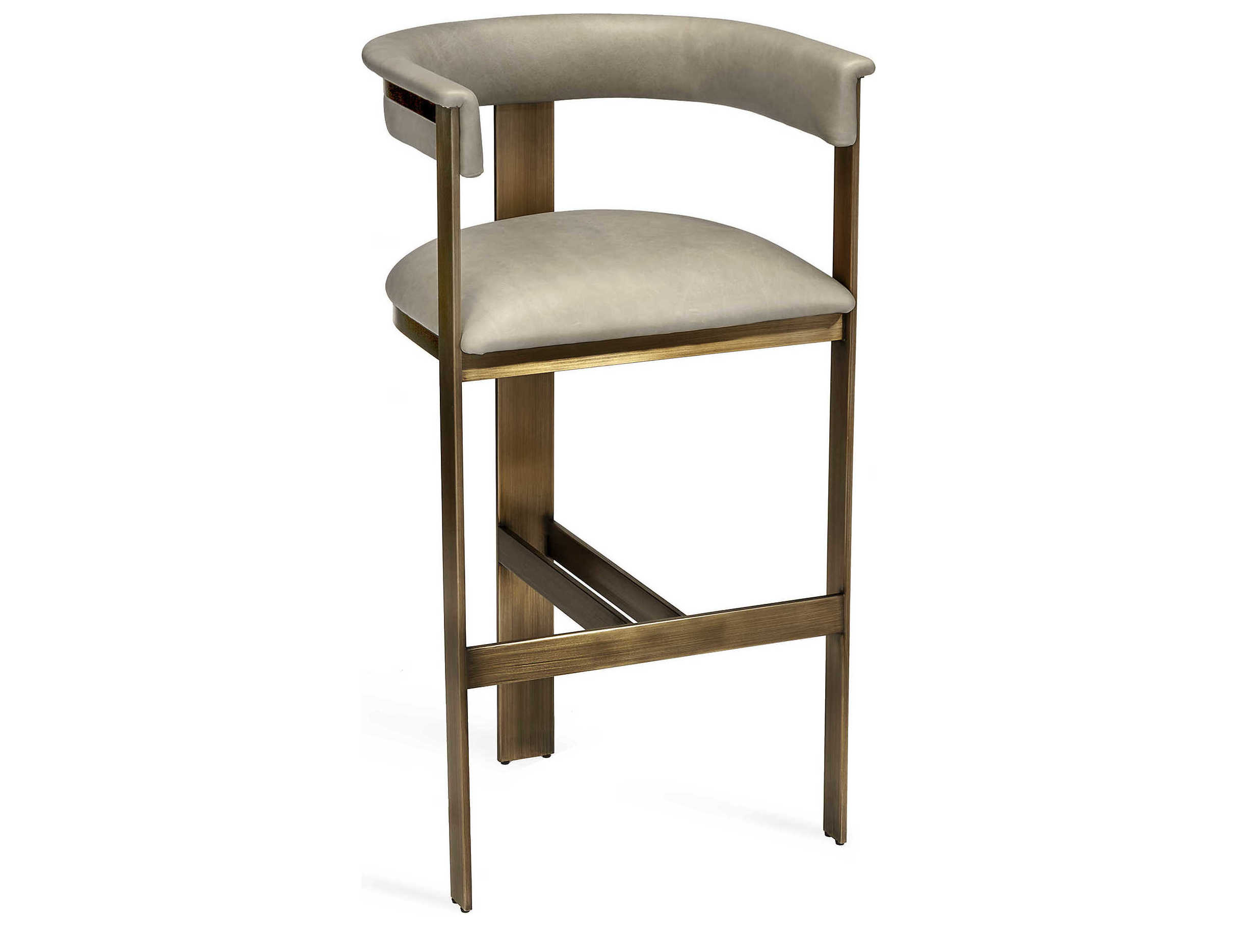 Interlude Home Darcy Leather Antique Bronze Fawn Taupe Bar Stool