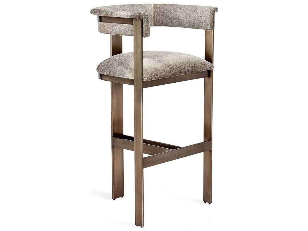 Interlude Home Darcy Leather Antique Bronze Natural Grey Bar Stool
