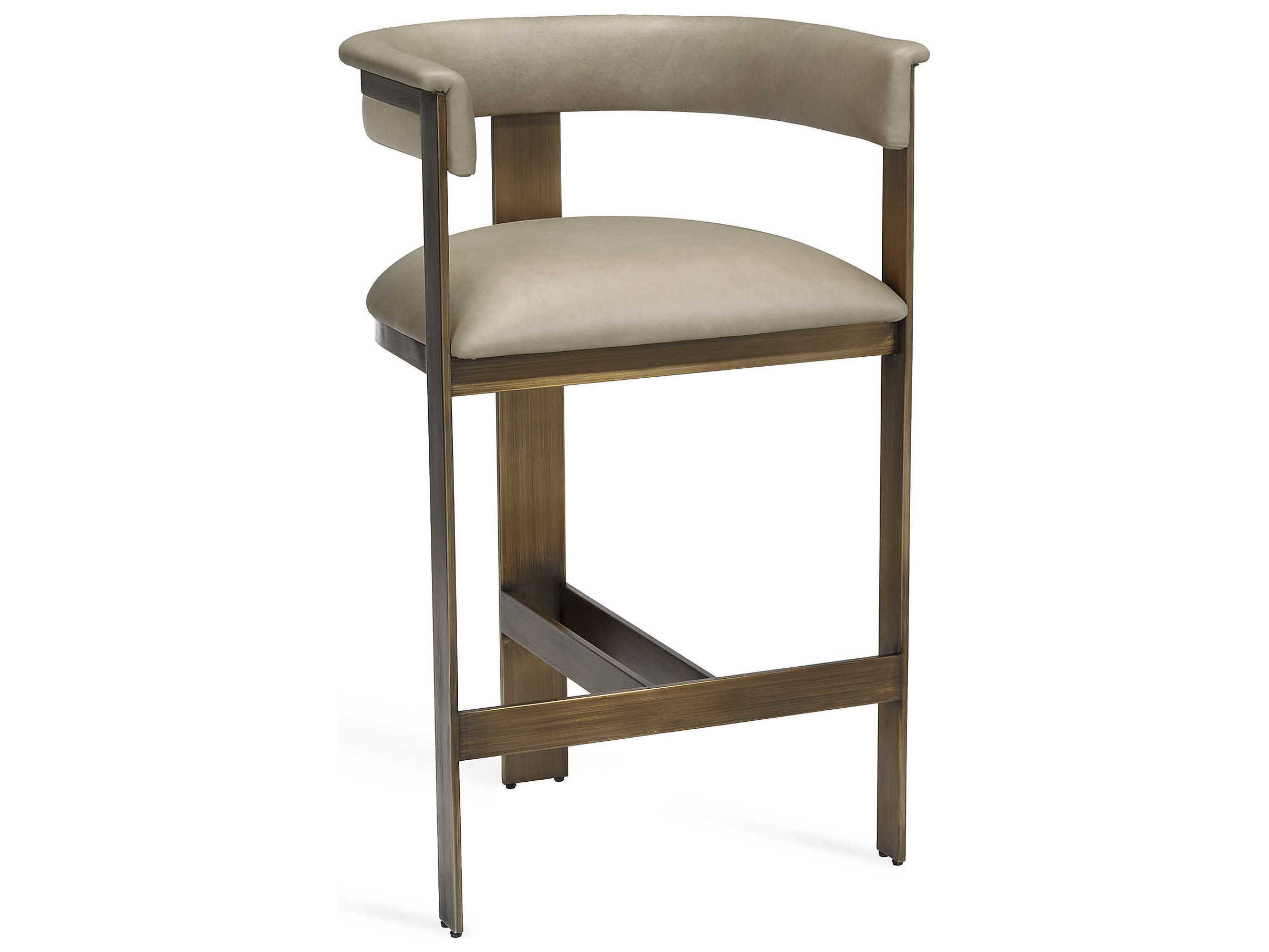 Interlude Home Darcy Leather Antique Bronze Fawn Taupe Counter Stool