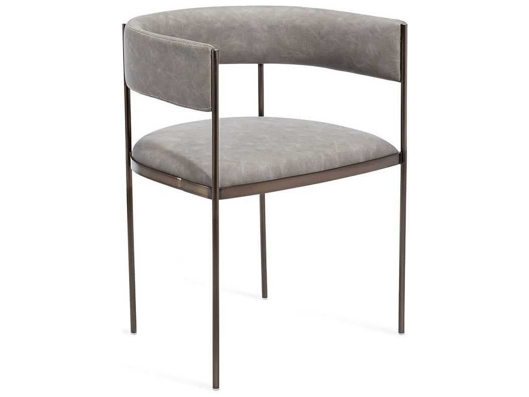 Interlude Home Ryland Brown Faux Leather Arm Dining Chair