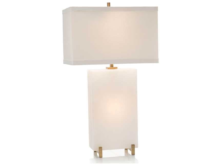 John Richard Mark McDowell Alabaster Block One-Bulb White Buffet Lamp