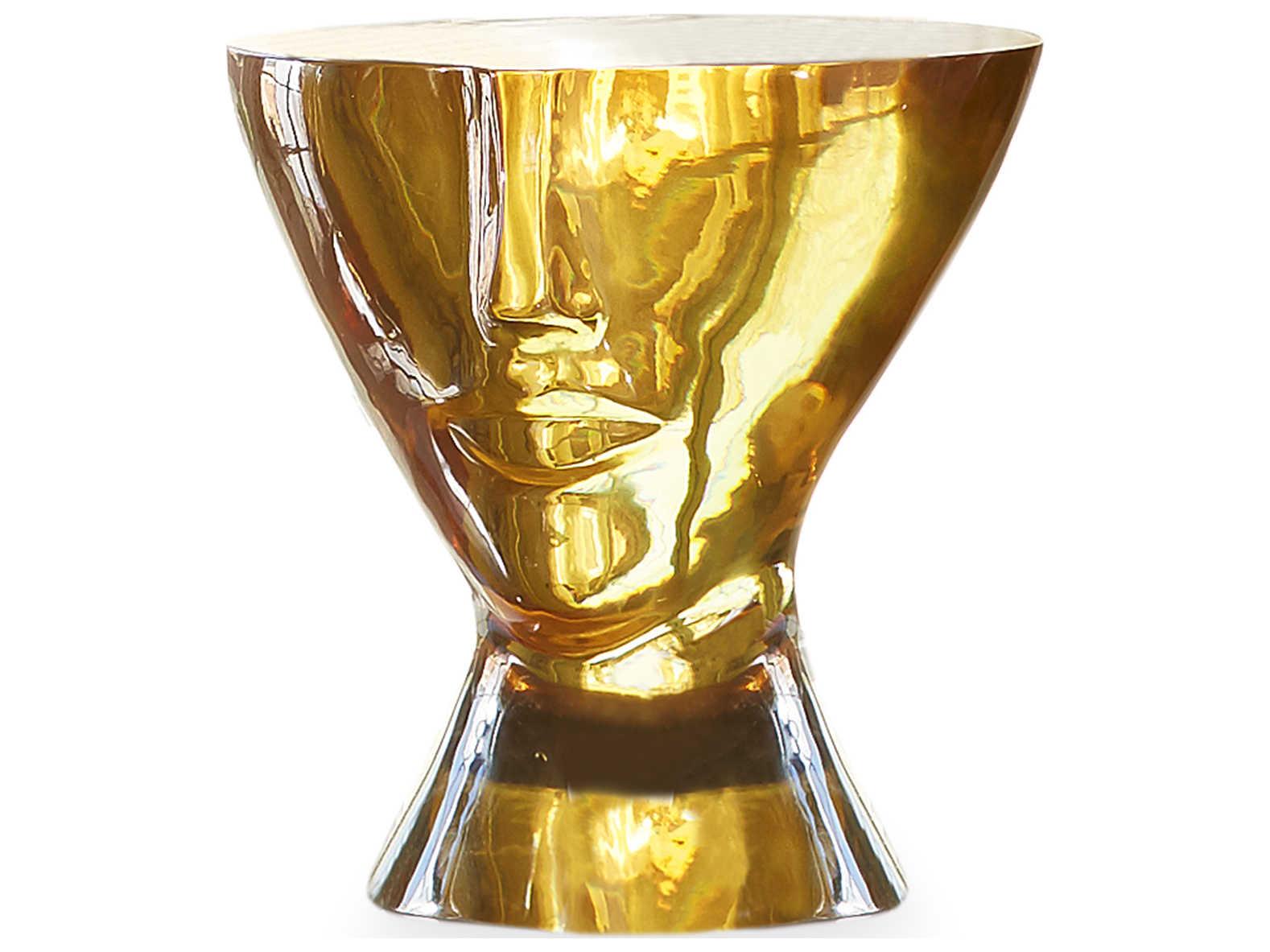 Jonathan Adler Acrylic Objets Round Orange End Table