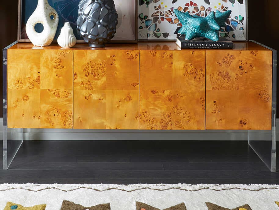 Jonathan Adler Bond 64" Burled Mappa Credenza Sideboard