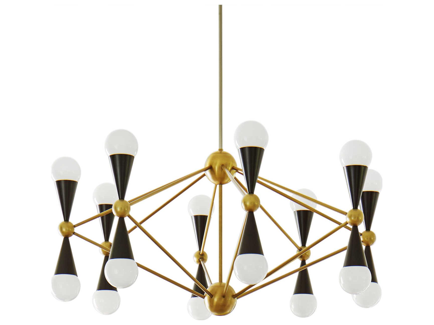 Jonathan Adler Caracas 16-Light Black Brass Globe Chandelier