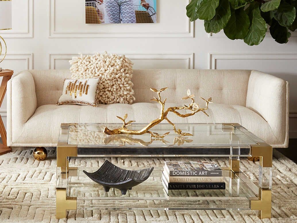 Jonathan Adler Claridge Belfast Stone White Upholstered Sofa