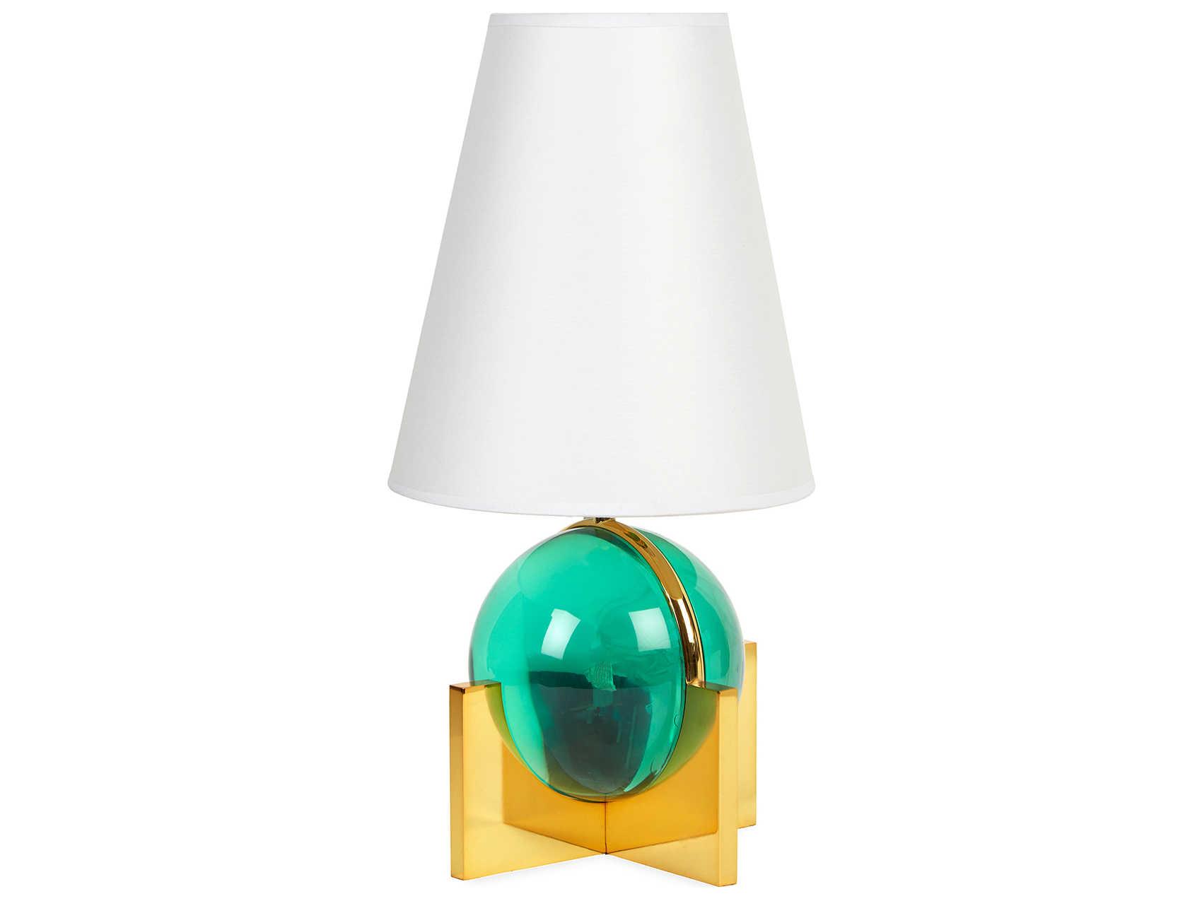 Jonathan Adler Globo Emerald Brass Green Table Lamp