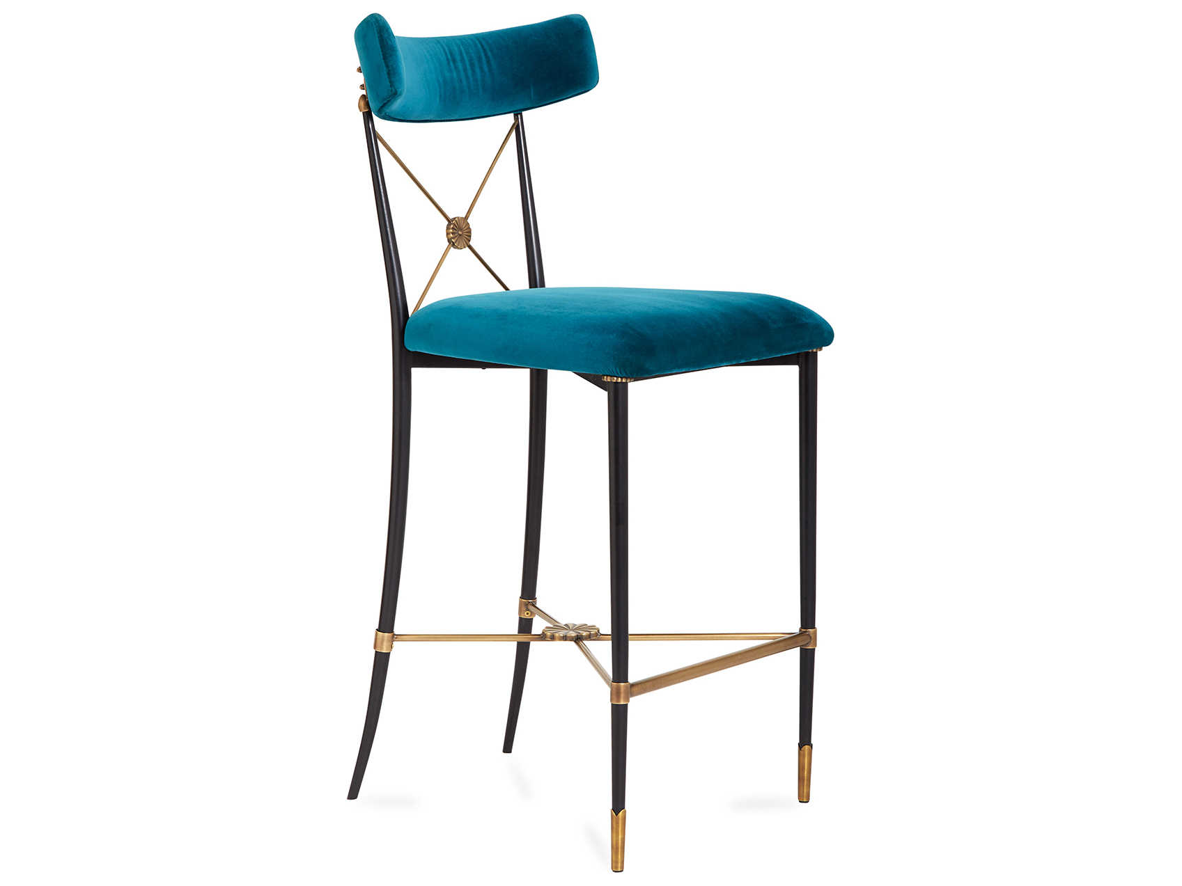 Jonathan Adler Rider Rialto Peacock Black Antique Brass Counter Stool