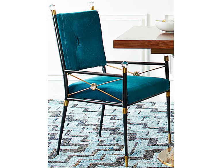 Jonathan Adler Rider Blue Arm Dining Chair